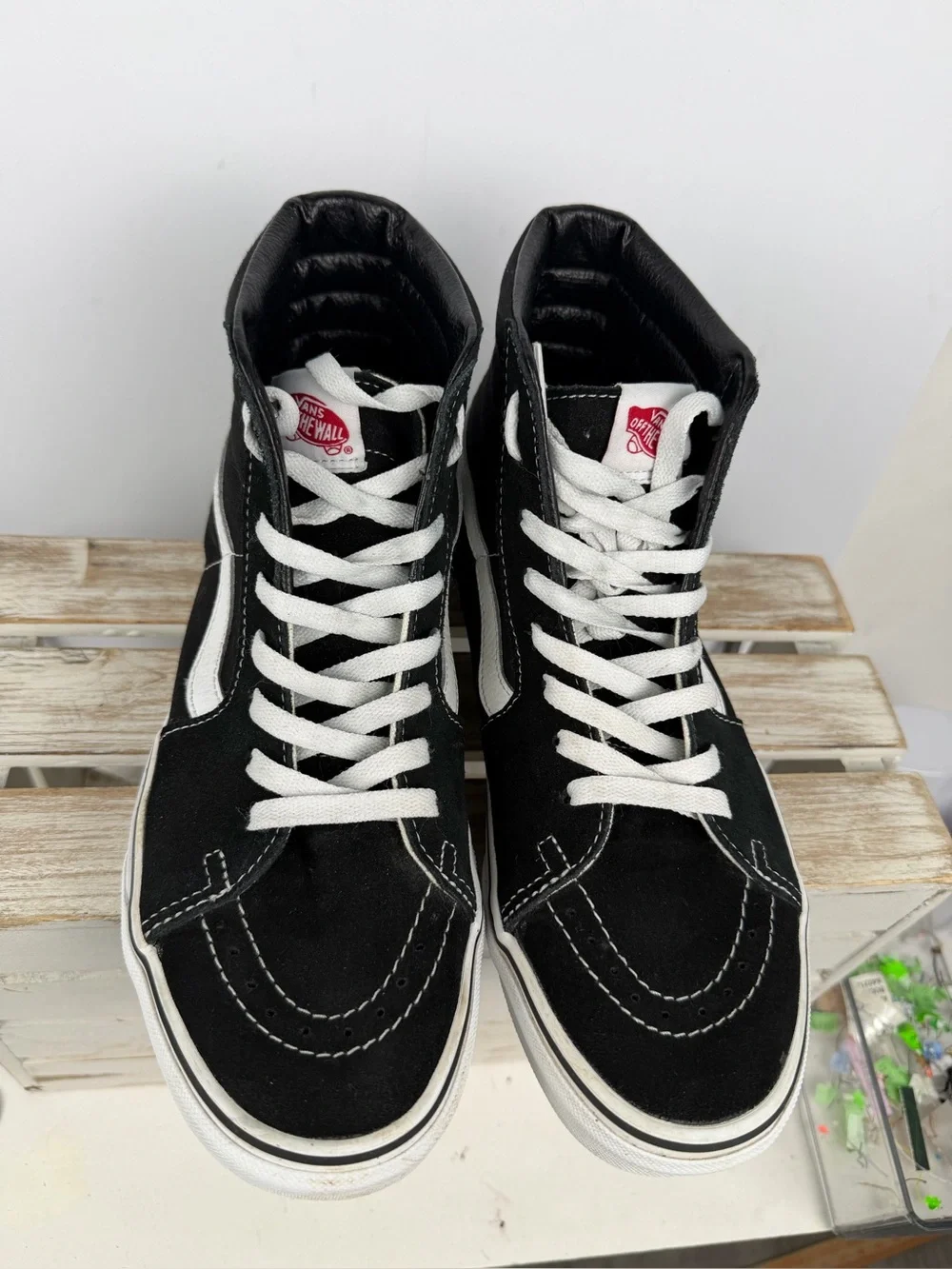 Vans Sk8-Hi high-top shoes black and white unisex sneakers size M9 W10.5